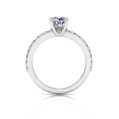 Semi Eternity Moissanite Brilliant Cut Engagement Ring
