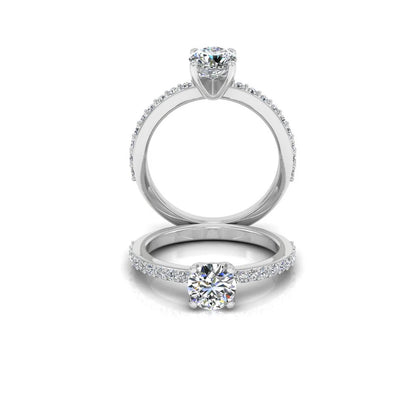Semi Eternity Moissanite Brilliant Cut Engagement Ring