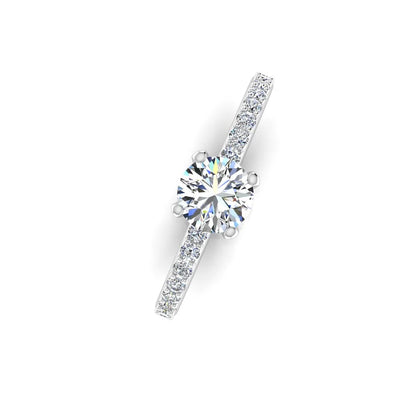 Semi Eternity Moissanite Brilliant Cut Engagement Ring