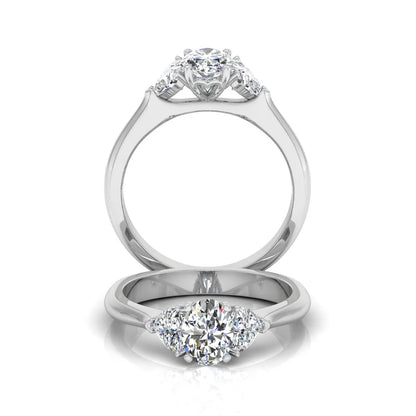 Three-Stone Oval & Heart Moissanite Engagement Ring